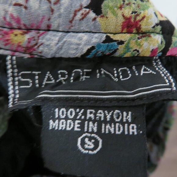 Star of India Womens Sz S Black Pink Green Floral Maxi Length A Line Skirt - Picture 6 of 6